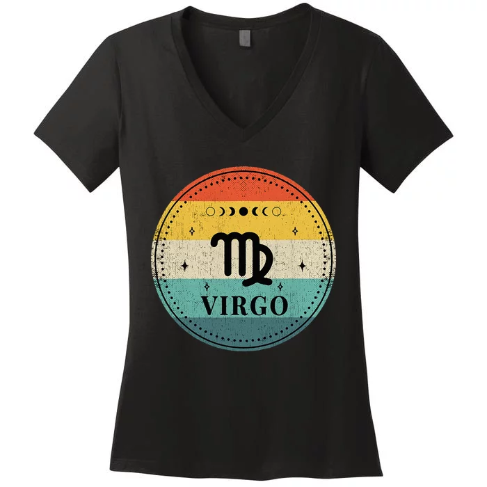 Retro Virgo Birthday Zodiac Sign Virgo Women's V-Neck T-Shirt