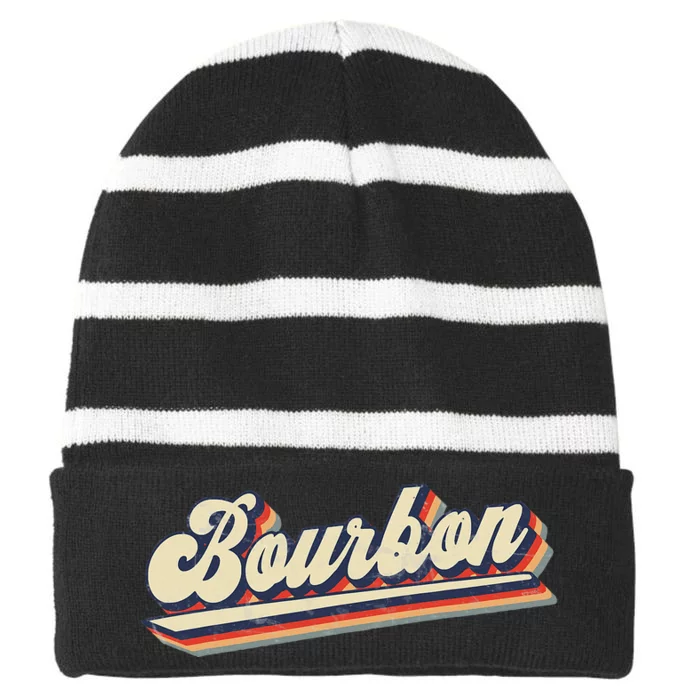 Retro Vintage Bourbon Whisky & Whiskey Striped Beanie with Solid Band