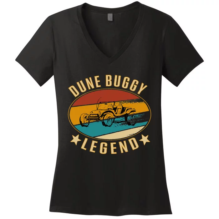 Retro Vintage Beach Car Dune Buggy Legend Women's V-Neck T-Shirt