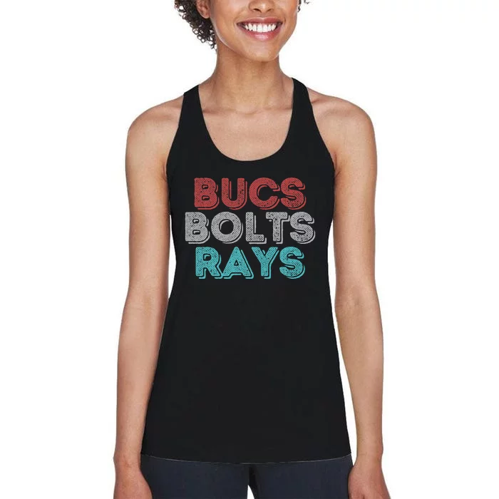 Retro Vintage Bucs Bolts Rays Women's Racerback Tank