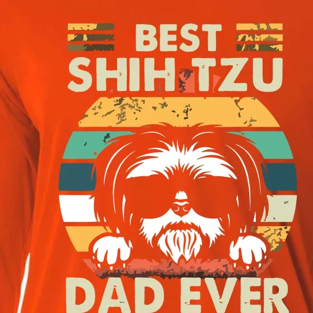 Retro Vintage Best Shih Tzu Dad Ever Funny Fathers Day Cooling Performance Long Sleeve Crew