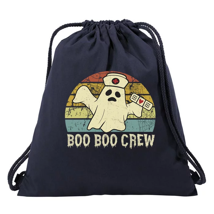 Retro Vintage Boo Boo Crew Nurse Cute Ghost Halloween Nurse Gift Drawstring Bag