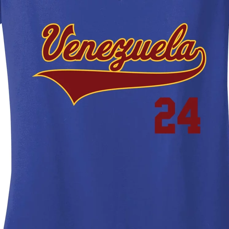 Retro Venezuela Baseball Cool Gift Vinotinto Beisbol Women's V-Neck T-Shirt