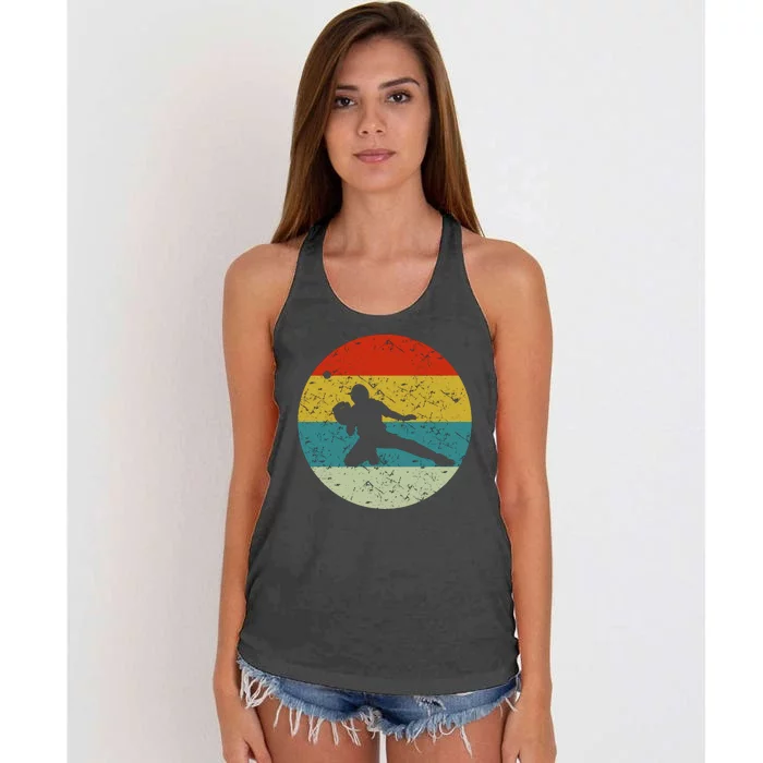 Retro Vintage Baseball Catcher Women's Knotted Racerback Tank