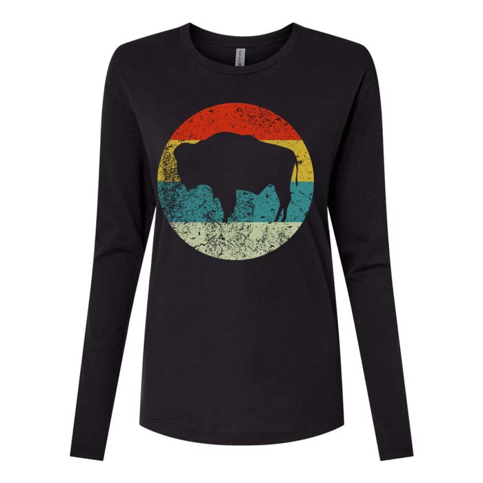 Retro Vintage Bison Womens Cotton Relaxed Long Sleeve T-Shirt