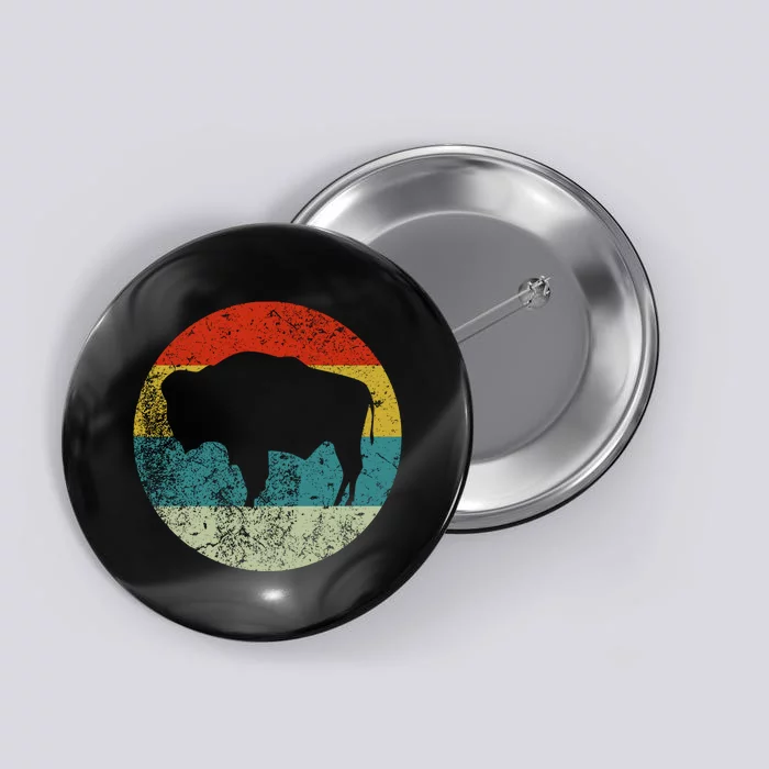 Retro Vintage Bison Button