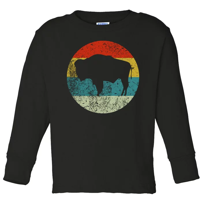 Retro Vintage Bison Toddler Long Sleeve Shirt