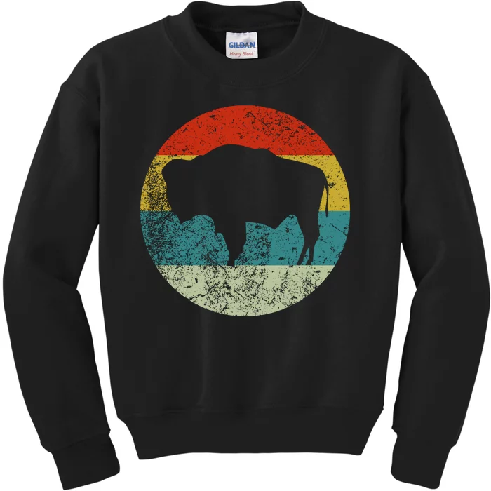 Retro Vintage Bison Kids Sweatshirt