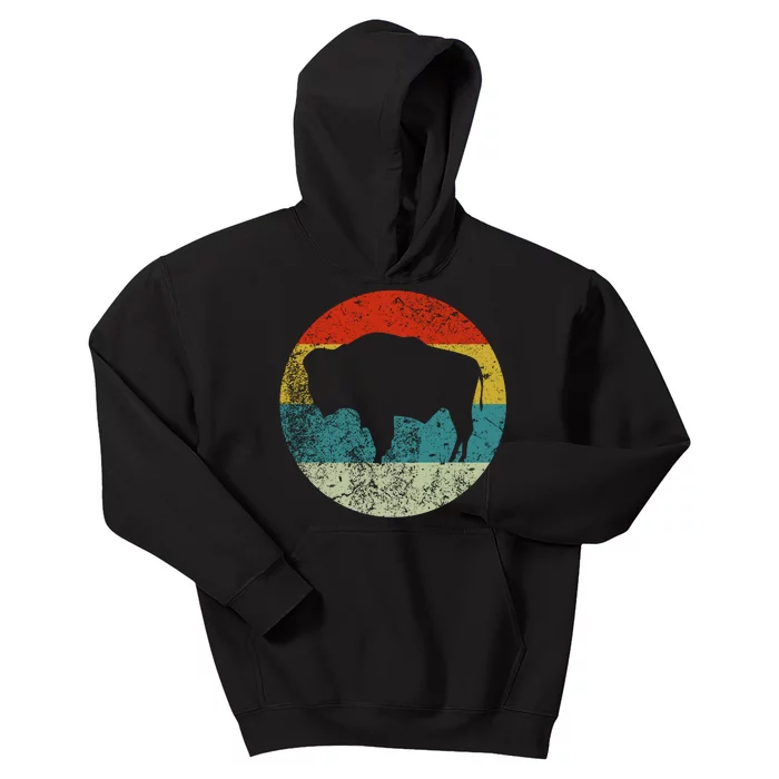 Retro Vintage Bison Kids Hoodie