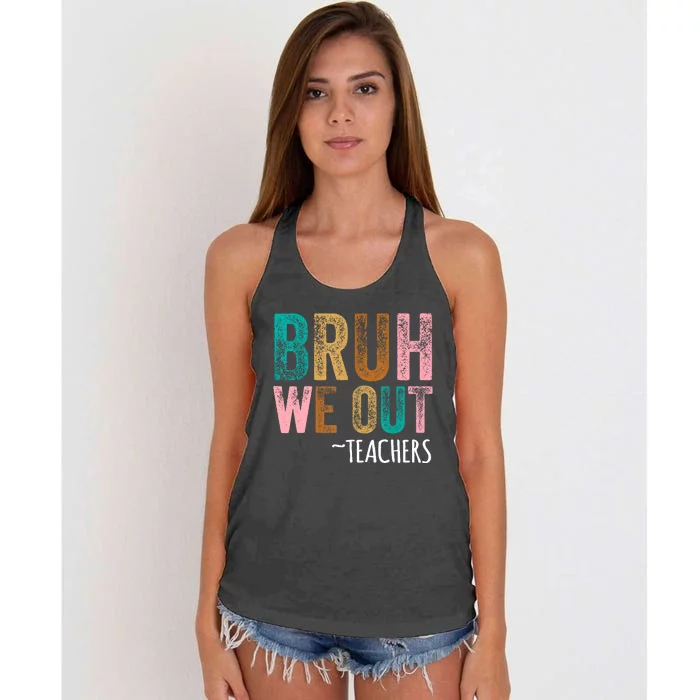 Retro Vintage Bruh We Out Teachers Happy Last Day Of School Gift Women's Knotted Racerback Tank