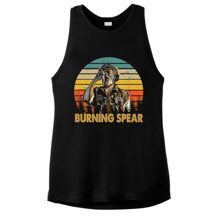 Retro Vintage Burning Art Spear Music Jamaican Singers Ladies Tri-Blend Wicking Tank