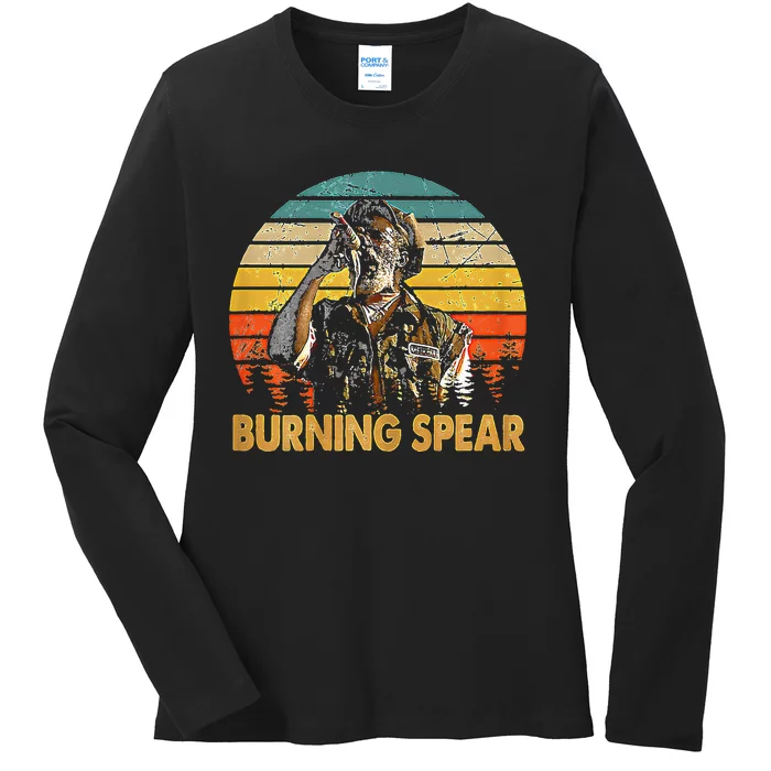 Retro Vintage Burning Art Spear Music Jamaican Singers Ladies Long Sleeve Shirt