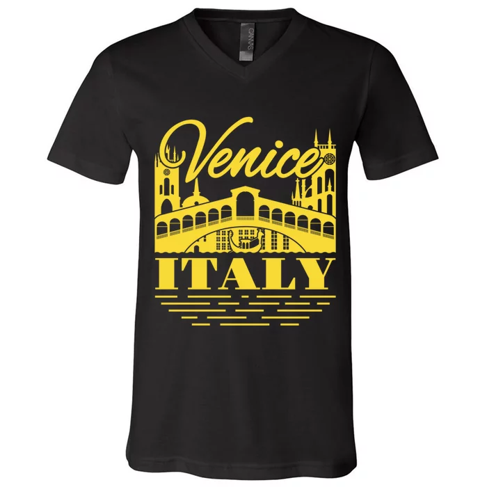 Retro Venice Bridge Italy Souvenir V-Neck T-Shirt