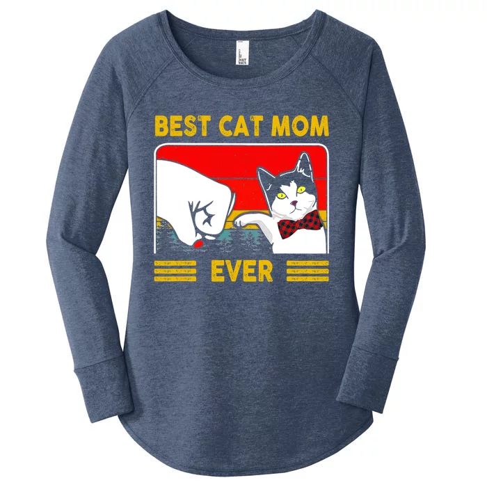 Retro Vintage Best Cat Mom Ever Happy Mother's Day Gift Women's Perfect Tri Tunic Long Sleeve Shirt