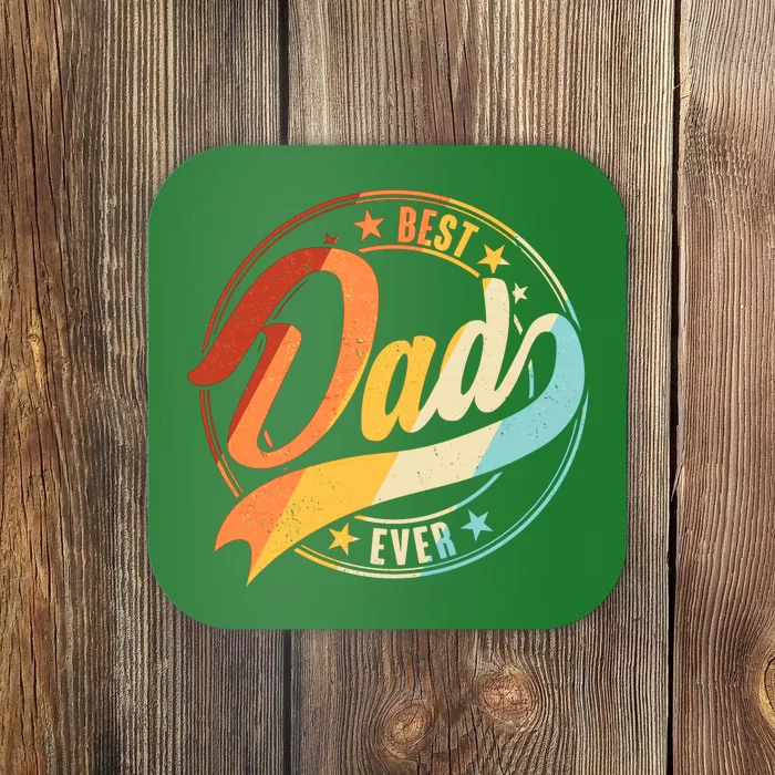 Retro VIntage Best Dad Ever Emblem Coaster