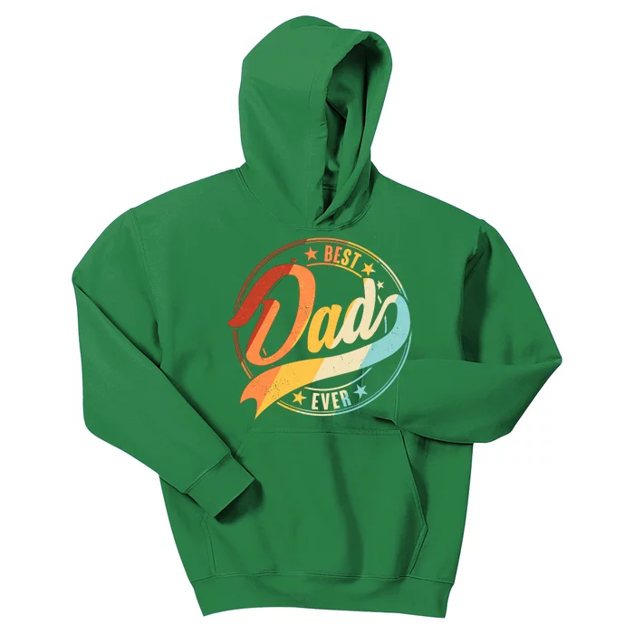 Retro VIntage Best Dad Ever Emblem Kids Hoodie