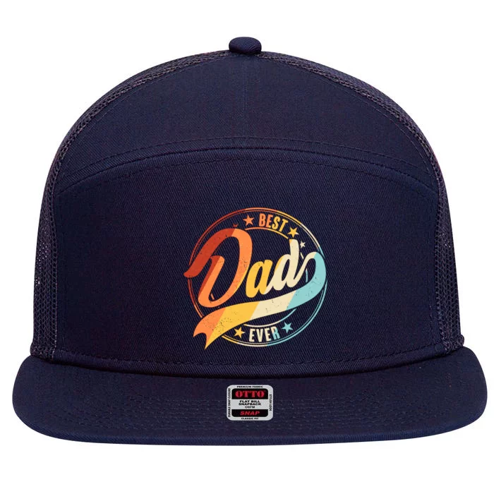 Retro VIntage Best Dad Ever Emblem 7 Panel Mesh Trucker Snapback Hat