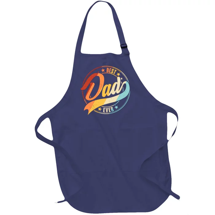 Retro VIntage Best Dad Ever Emblem Full-Length Apron With Pocket