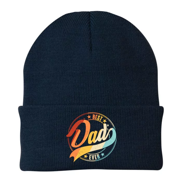 Retro VIntage Best Dad Ever Emblem Knit Cap Winter Beanie