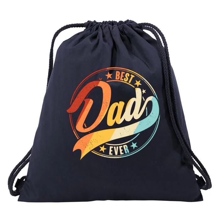 Retro VIntage Best Dad Ever Emblem Drawstring Bag