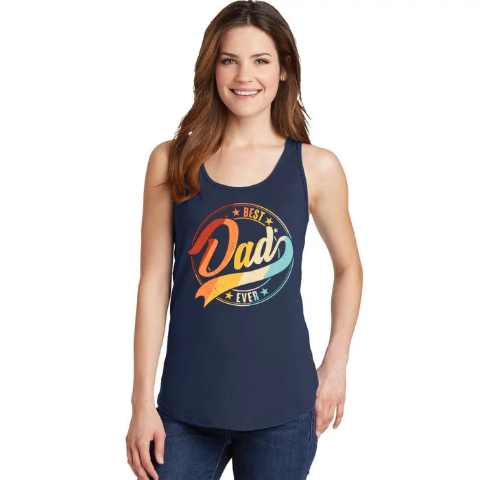 Retro VIntage Best Dad Ever Emblem Ladies Essential Tank