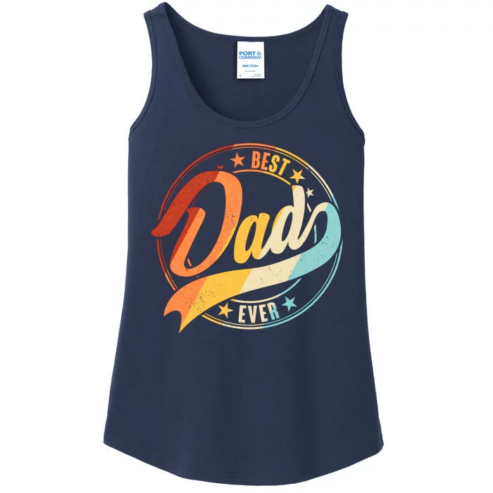 Retro VIntage Best Dad Ever Emblem Ladies Essential Tank