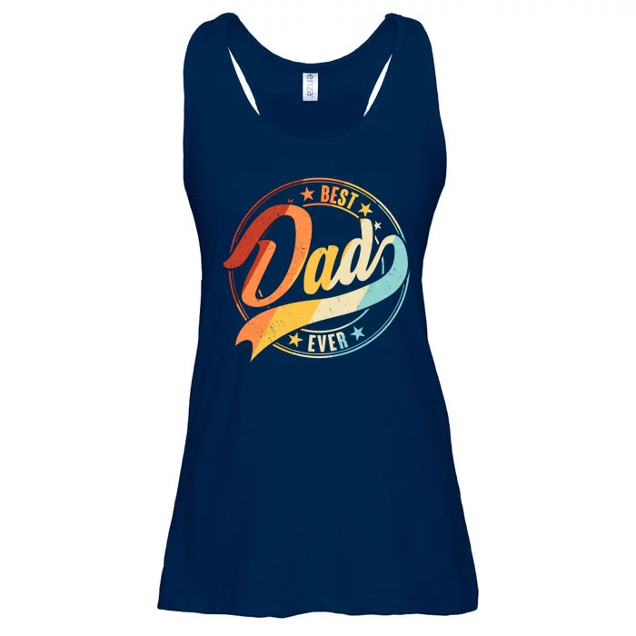 Retro VIntage Best Dad Ever Emblem Ladies Essential Flowy Tank