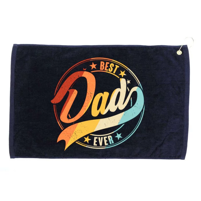 Retro VIntage Best Dad Ever Emblem Grommeted Golf Towel