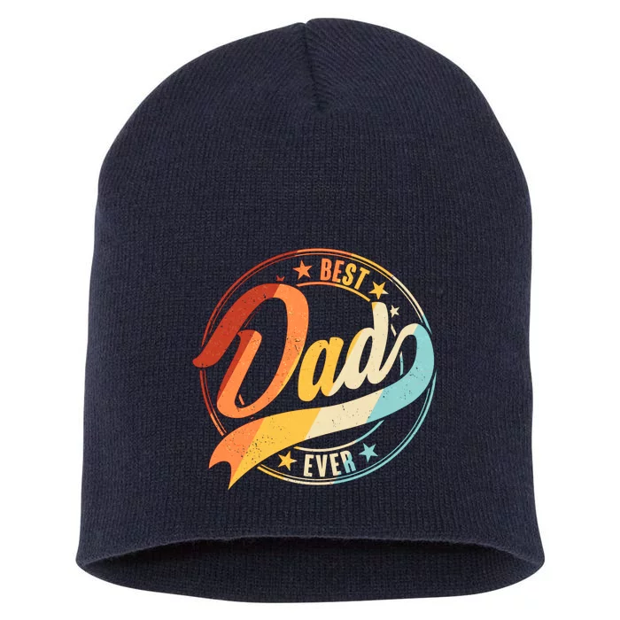 Retro VIntage Best Dad Ever Emblem Short Acrylic Beanie