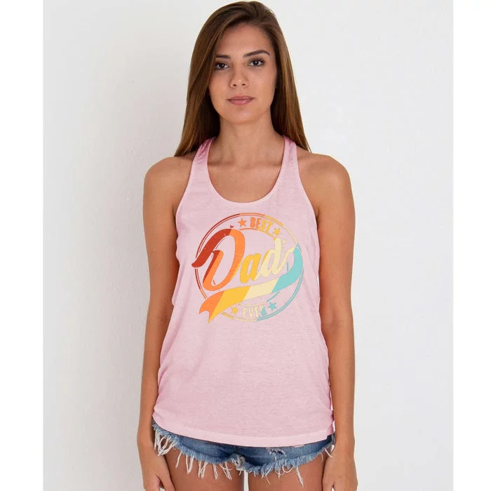 Retro VIntage Best Dad Ever Emblem Women's Knotted Racerback Tank