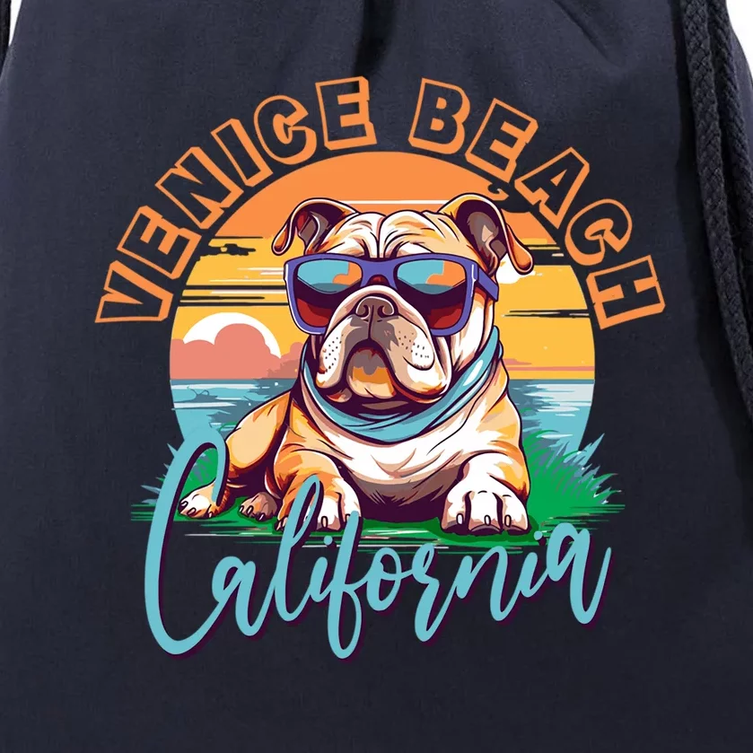 Retro Venice Beach California Beach Drawstring Bag