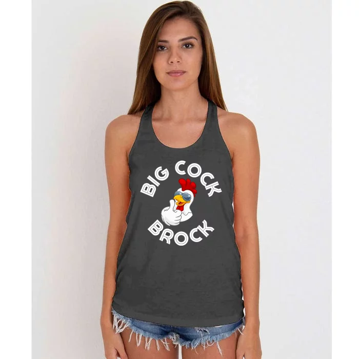 Retro Vintage Big Cock Brock Humor Design Gift Women's Knotted Racerback Tank