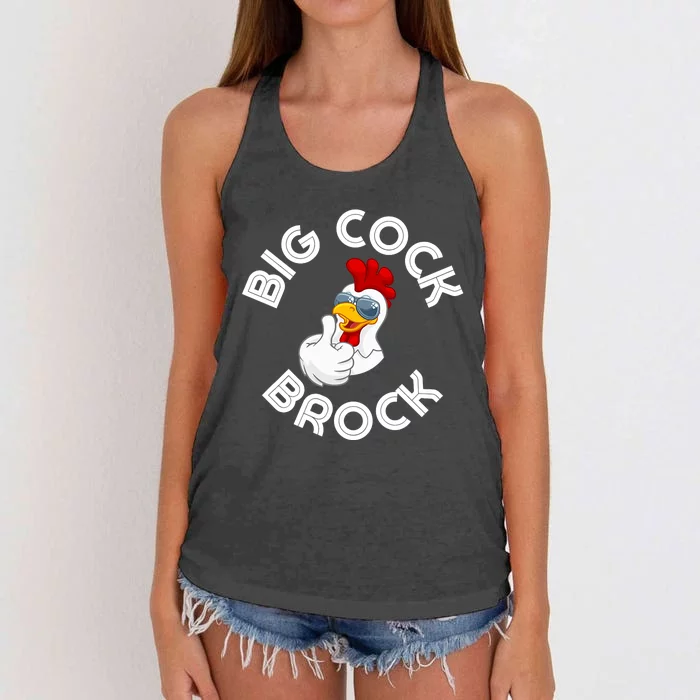 Retro Vintage Big Cock Brock Humor Design Gift Women's Knotted Racerback Tank