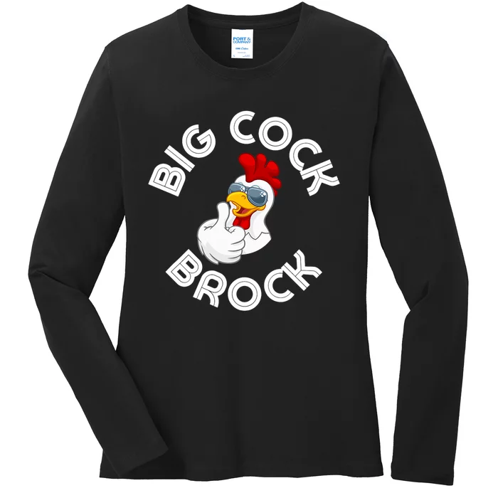 Retro Vintage Big Cock Brock Humor Design Gift Ladies Long Sleeve Shirt