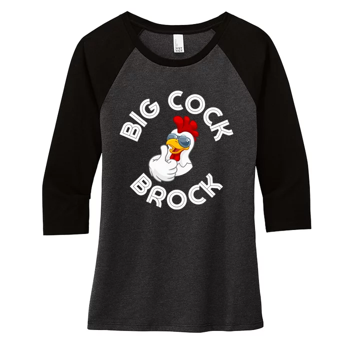 Retro Vintage Big Cock Brock Humor Design Gift Women's Tri-Blend 3/4-Sleeve Raglan Shirt