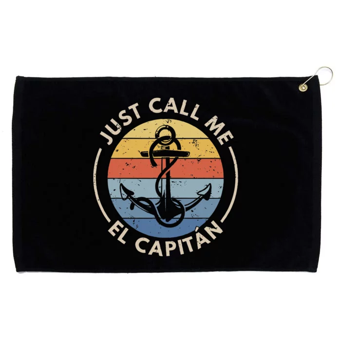 Retro Vintage Boat Just Call Me El Capitan Grommeted Golf Towel