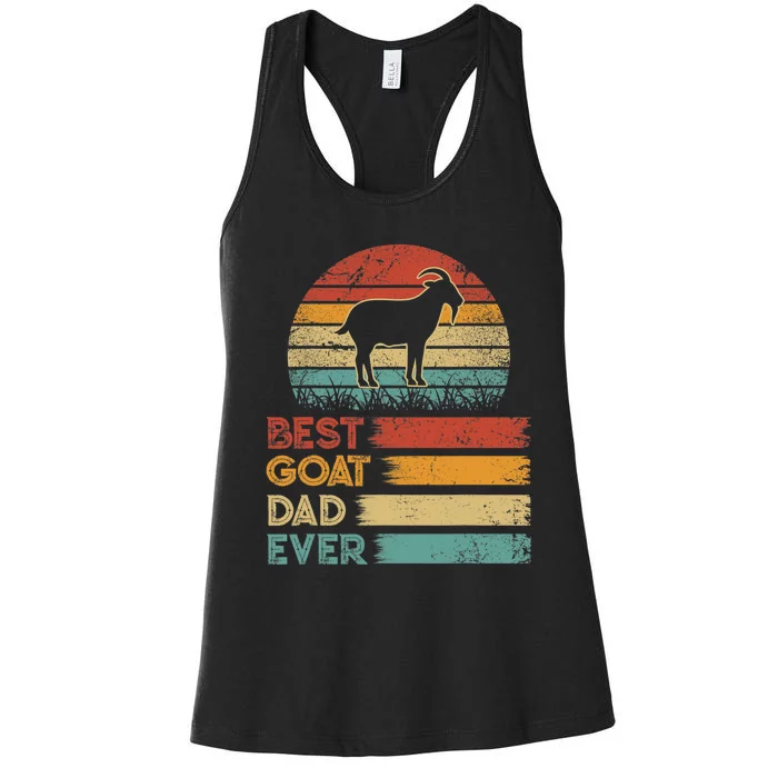 Retro Vintage Best Goat Dad Ever Shirts Animals Lover Women's Racerback Tank