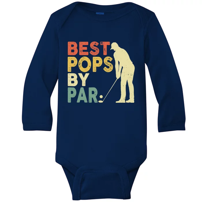 Retro Vintage Best Pops By Par Golf Father's Day For Grandpa Baby Long Sleeve Bodysuit