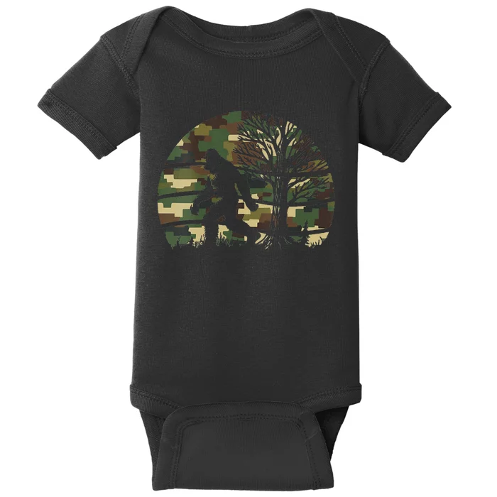 Retro Vintage Bigfoot Camo Fun Baby Bodysuit