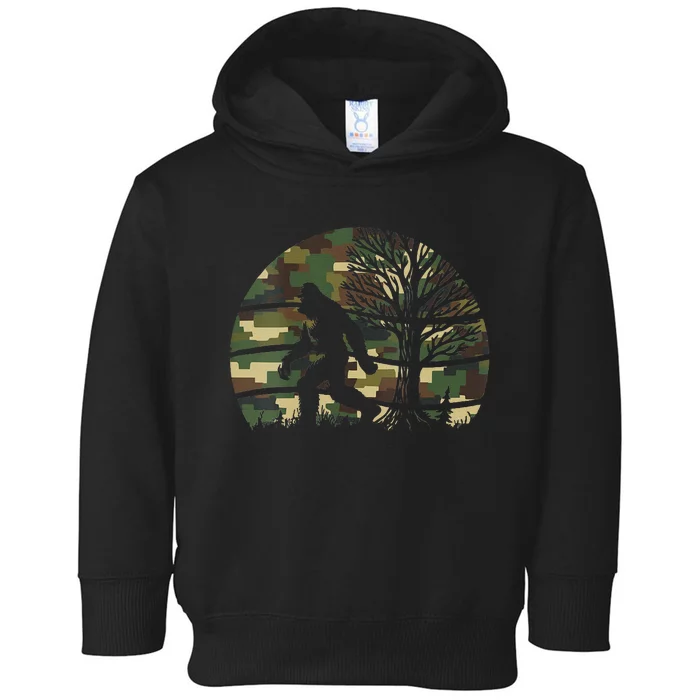 Retro Vintage Bigfoot Camo Fun Toddler Hoodie