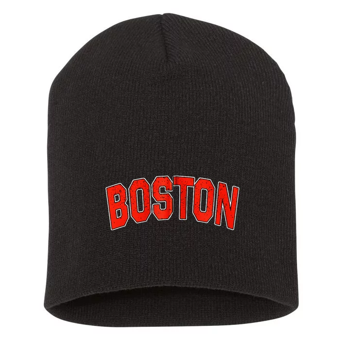 Retro Vintage Boston Massachusetts State Boston Varsity Short Acrylic Beanie