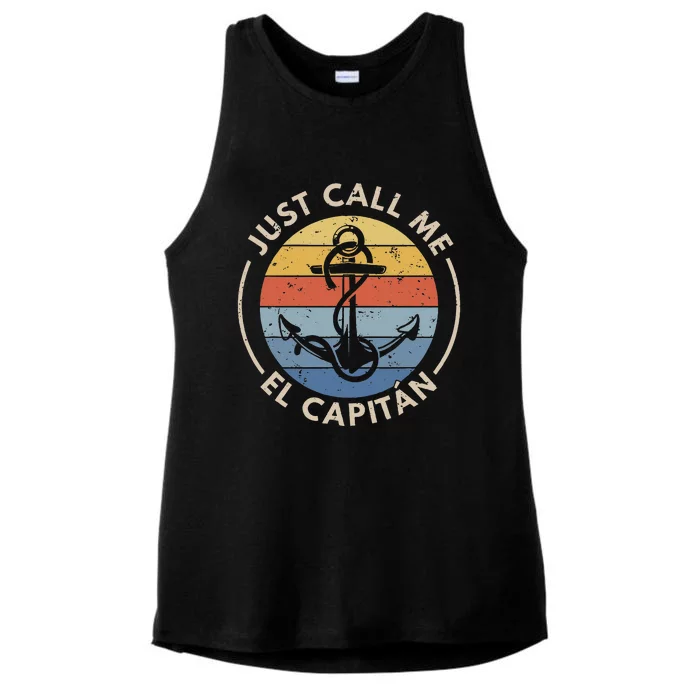 Retro Vintage Boat Just Call Me El Capitan Ladies Tri-Blend Wicking Tank