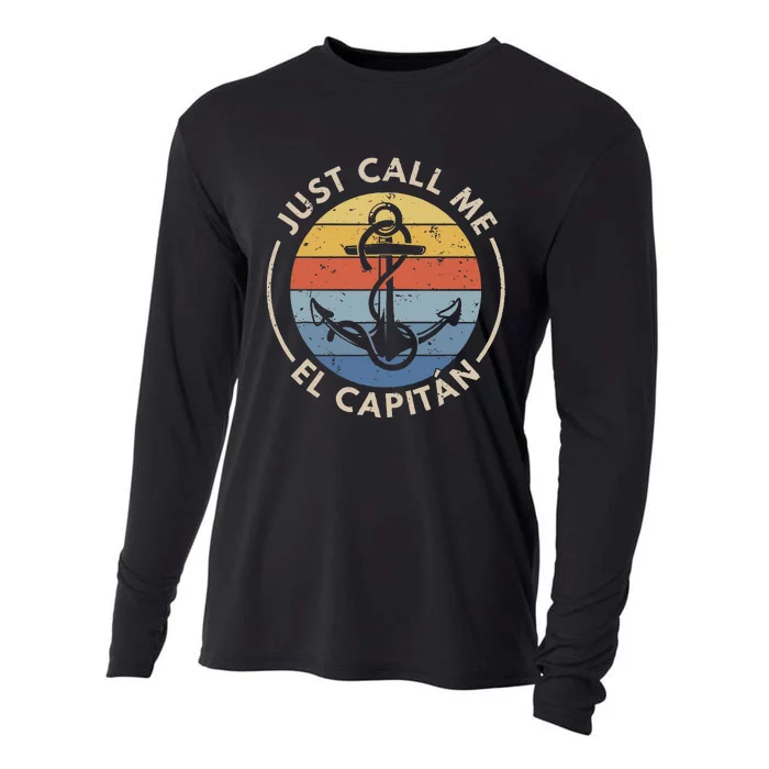 Retro Vintage Boat Just Call Me El Capitan Cooling Performance Long Sleeve Crew