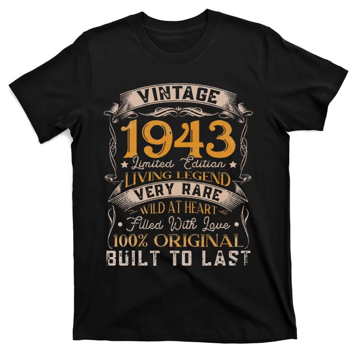 Retro Vintage Born In 1943 Distressed Birthday Party Outfit T-Shirt