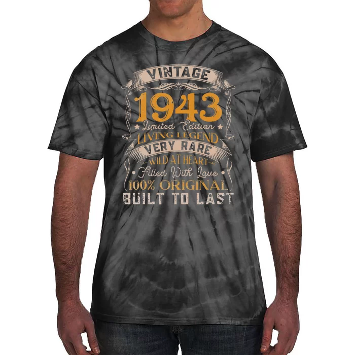 Retro Vintage Born In 1943 Distressed Birthday Party Outfit Tie-Dye T-Shirt