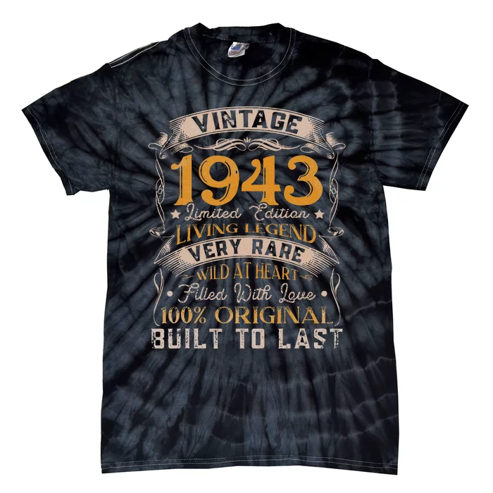 Retro Vintage Born In 1943 Distressed Birthday Party Outfit Tie-Dye T-Shirt