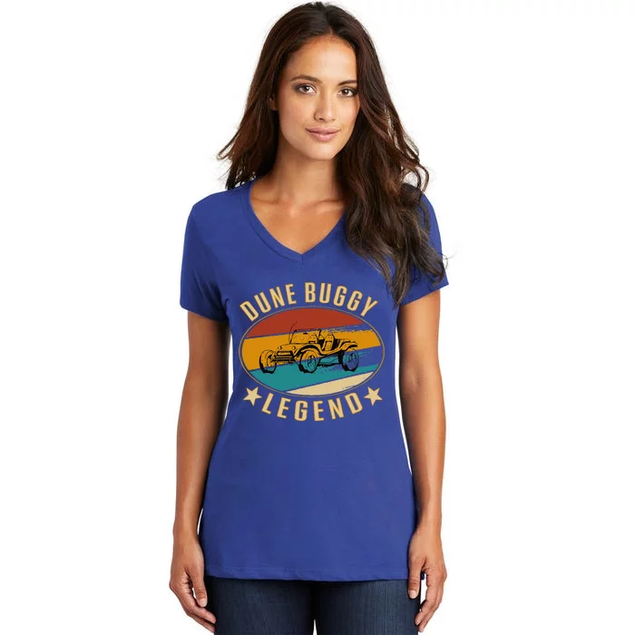 Retro Vintage Beach Car Dune Buggy Legend Women's V-Neck T-Shirt