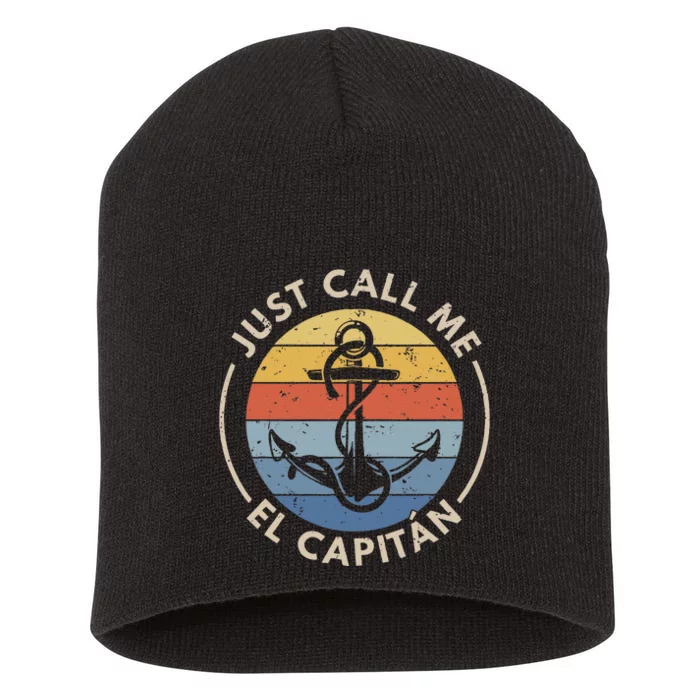 Retro Vintage Boat Just Call Me El Capitan Short Acrylic Beanie