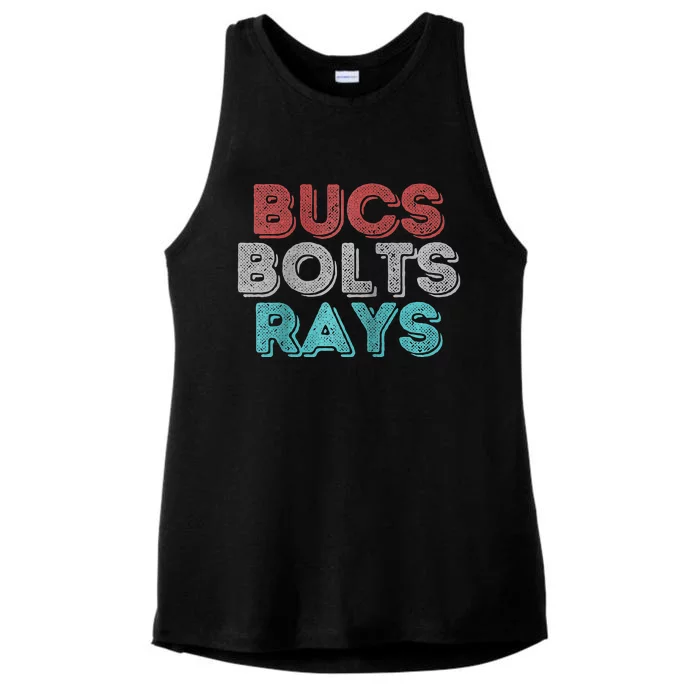 Retro Vintage Bucs Bolts Rays Raglan Baseball Ladies Tri-Blend Wicking Tank