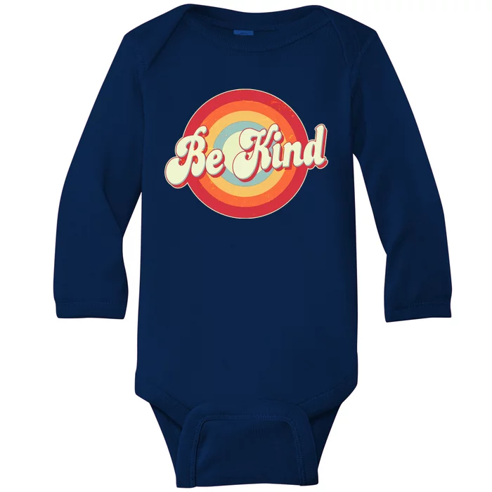 Retro Vintage Be Kind Baby Long Sleeve Bodysuit